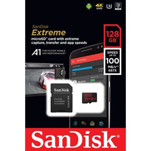 Sandisk Micro SD 128GB 100/90MB/s A1 UHS-I U3 V30 Extreme