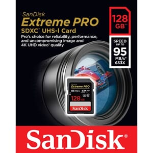 SANDISK Extreme Pro SDXC UHS I 128GB 95/90mb/s
