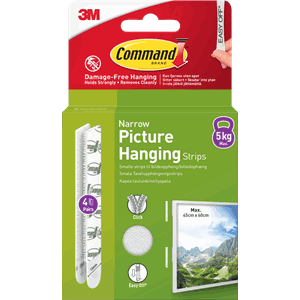 3M Command Strips White Narrow 4 Sets